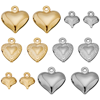 120Pcs 6 Style Stainless Steel Heart Charms STAS-SC0003-98-1