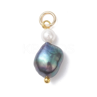 Natural Freshwater Pearl Potato & Shell Pearl Round Bead Pendants PALLOY-JF04714-01-1
