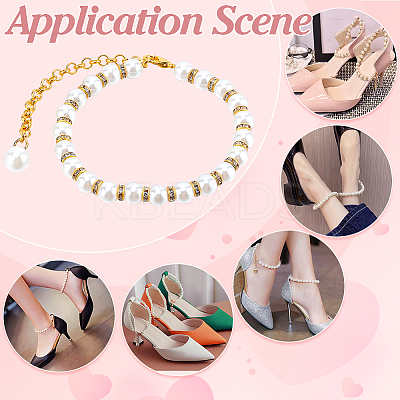 2 Pairs 2 Styles Women's Detachable ABS Plastic Imitation Pearl Beaded Shoe Laces for High Heels DIY-PH0022-88C-1
