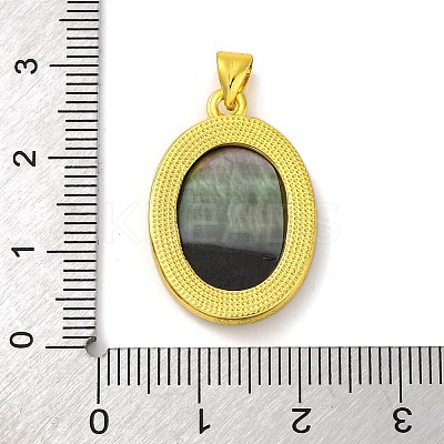 Natural Black Lip Shell Carved Nine Tailed Fox Pendants KK-D537-08G-02-1
