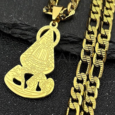 Virgin 201 Stainless Steel Pendant Necklaces for Men Women LS-NJEW-K283-18G-1