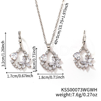 Chic Geometric Brass Rhinestones Earrings & Necklaces for Woemn RP4250-6-1