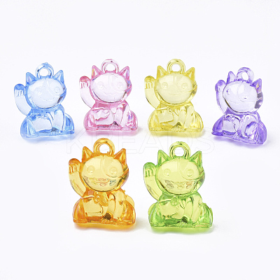 Transparent Acrylic Kitten Pendants TACR-S149-10-1