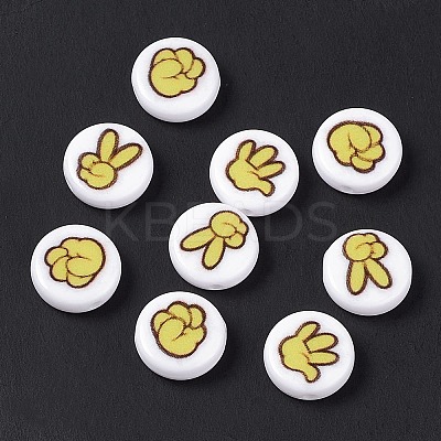 Opaque Printed Acrylic Beads SACR-F004-01B-1