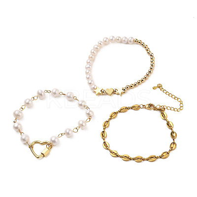 Beaded Bracelets & Link Bracelets & Chain Bracelets Sets BJEW-JB05509-1