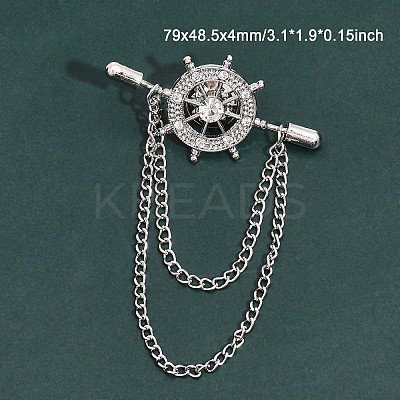 4Pcs Crystal Rhinestone Helm with Chains Tassel Lapel Pin JEWB-CA0001-38P-1