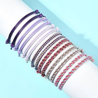 14Pcs 7 Colors Cotton Cord Bracelet Set for Men Women BJEW-FS00025-05-1