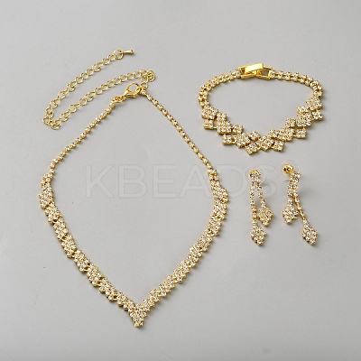Brass & Iron & Rhinestone Jewelry Sets AJEW-WH0695-237G-1