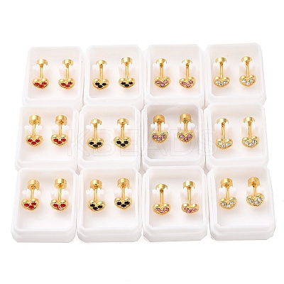 Heart Rhinestone Ear Fake Plugs EJEW-H105-26G-1