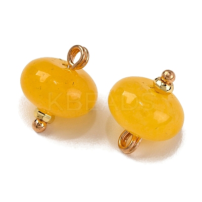 Natural White Jade Dyed Saucer Charms with Rack Plating Golden Tone Brass Bails KK-B103-17B-01-1