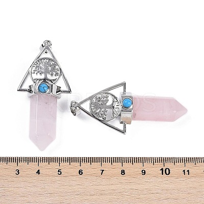 Natural Rose Quartz Faceted Pointed Bullet Big Pendants G-H076-02P-03-1