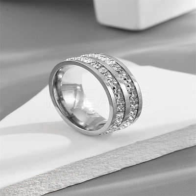 304 Stainless Steel Crystal Rhinestone Finger Rings FS-WG432ED-18-1