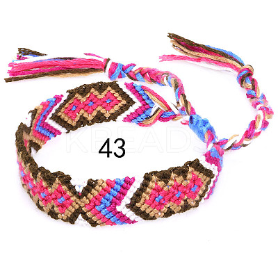 Cotton Braided Rhombus Pattern Cord Bracelet FIND-PW0013-003A-43-1
