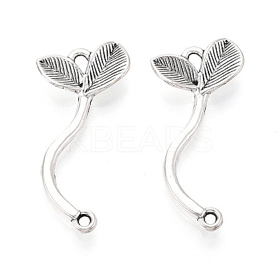Tibetan Style Alloy Leaf  Links Connector Charmss PALLOY-T094-11AS-1