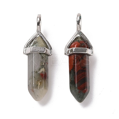 Natural Bloodstone Pointed Pendants G-K329-46P-1