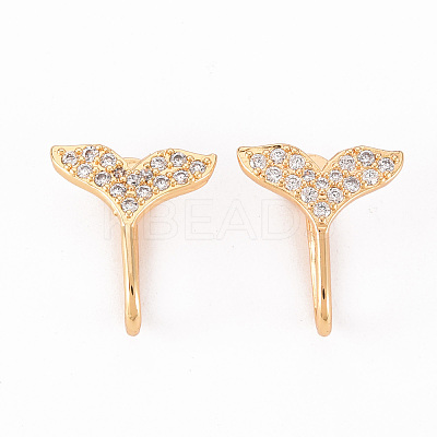 Brass Micro Pave Clear Cubic Zirconia Cuff Earrings EJEW-Q703-002-NF-1