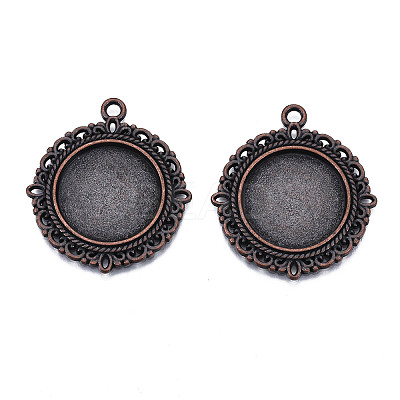 Tibetan Style Alloy Pendant Cabochon Settings TIBE-T003-08R-NR-1