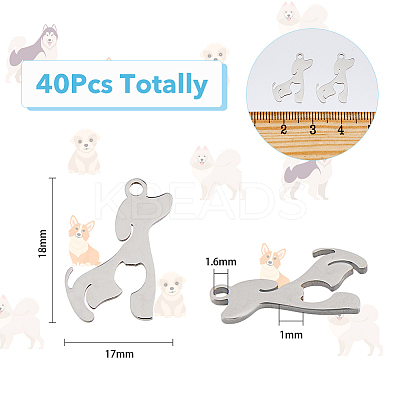 40Pcs 201 Stainless Steel Pendants STAS-DC0013-20-1