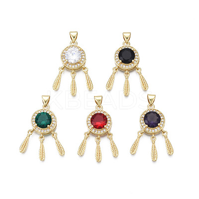 Brass Micro Pave Clear Cubic Zirconia Pendants ZIRC-N039-212-1