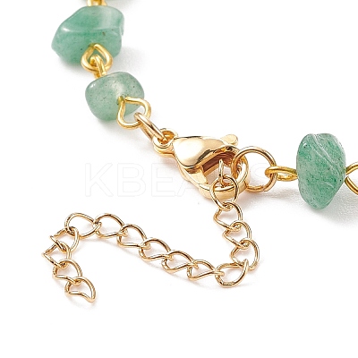 Gemstone Chips Beaded Anklet with 304 Stainless Steel Chains for Women X-AJEW-AN00497-1