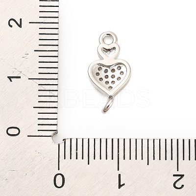 Brass Micro Pave Clear Cubic Zirconia Heart Connector Charms KK-H527-03B-P-1