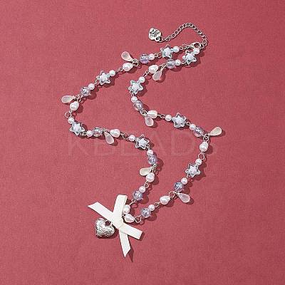 Alloy Heart with Word Pendant Necklace NJEW-FZ00004-13-1