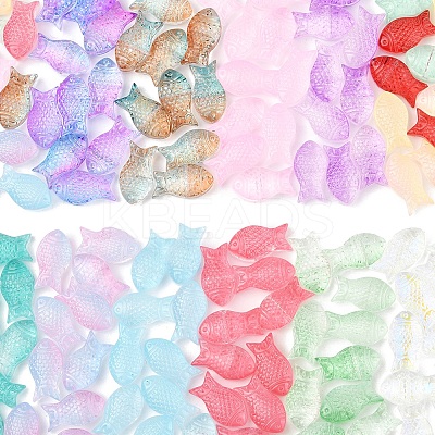 50Pcs Transparent Spray Painted Glass Beads GLAA-FS0002-06E-1