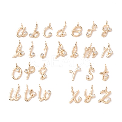 Brass Micro Pave Clear Cubic Zirconia Charms KK-A158-01G-1