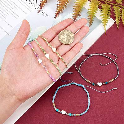 5Pcs 5 Colors Adjustable Nylon Cord Braided Bead Bracelets BJEW-SZ0001-24-1