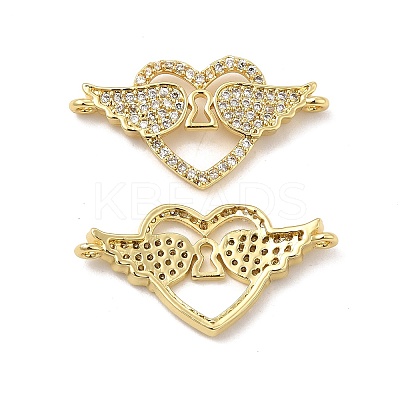 Brass Micro Pave Clear Cubic Zirconia Connector Charms KK-E068-VB344-1