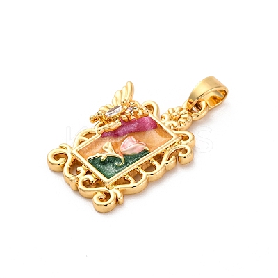 Brass Enamel Pendants KK-S502-10G-1