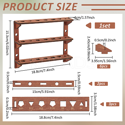 1 Bag 3-Tier Wooden Wall Mounted Dice Organizer Display Tower Racks ODIS-BC0001-27-1