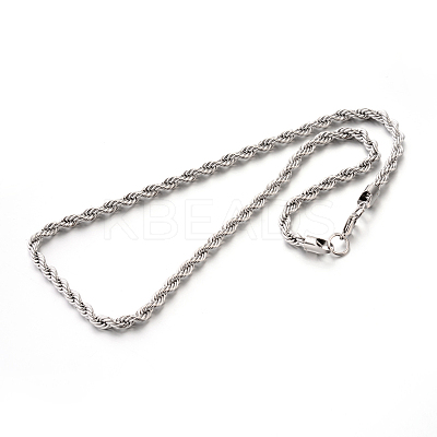Tarnish Resistant 304 Stainless Steel Rope Chain Necklaces STAS-M174-010P-A-1