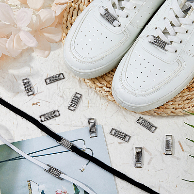 12Pcs Alloy Glass Rhinestone Shoelace Buckle FIND-HS0002-48B-1