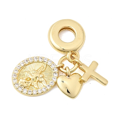 Brass Micro Pave Clear Cubic Zirconia European Dangle Charms KK-Z150-10G-1