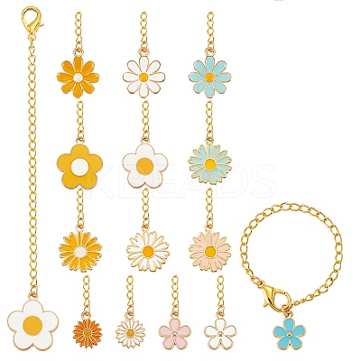 30Pcs 15 Style Flower Alloy Enamel Pendant Decorations HJEW-AB00578-1