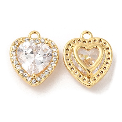 Brass and Clear Cubic Zirconia Pendants ZIRC-Q202-05G-1