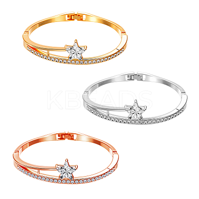 3Pcs 3 Colors Alloy Rhinestone Hinged Bangles for Women BJEW-HY0001-20-1