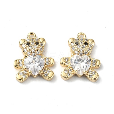 Rack Plating Brass Clear Cubic Zirconia Pendants KK-B072-24G-1