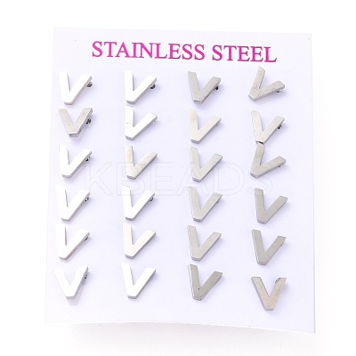 Tarnish Resistant 304 Stainless Steel Greek Alphabet Stud Earrings STAS-D007-07P-04-1