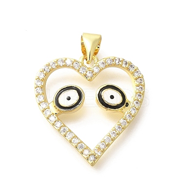 Brass Micro Pave Clear Cubic Zirconia Enamel Pendants KK-M297-16G-1