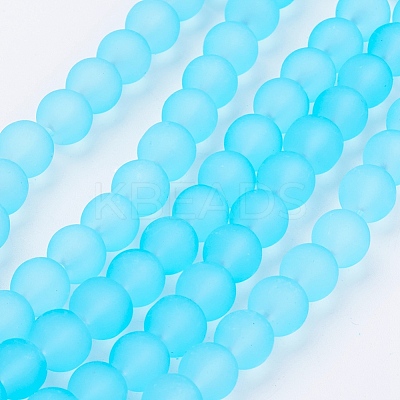 Baking Paint Transparent Glass Bead Strands GLAA-S031-8mm-21-1
