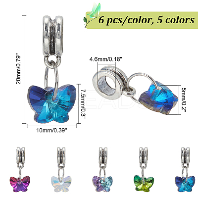 30Pcs 5 Color Faceted Glass Pendants PALLOY-AB00033-1