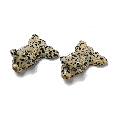 Natural Dalmatian Jasper Carved Healing Goldfish Figurines DJEW-D012-08F-1