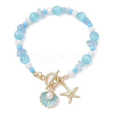 304 Stainless Steel & Alloy Enamel Charm Bracelets BJEW-TA00707-1