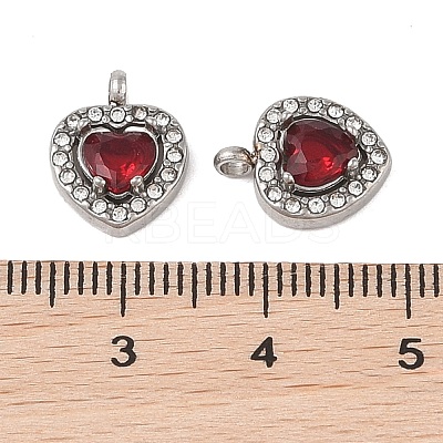 304 Stainless Steel Cubic Zirconia Pendants STAS-A076-02P-03-1
