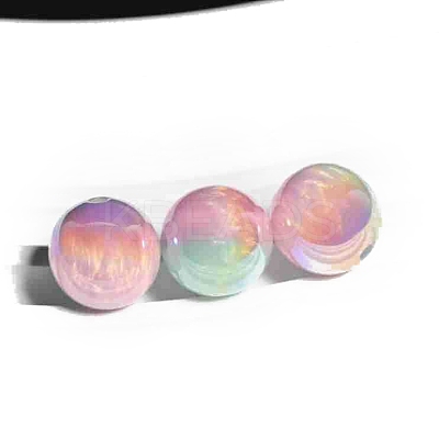 30Pcs Gradient Color & UV Plating Rainbow Iridescent Opaque Resin Beads PW-WG1BD98-09-1