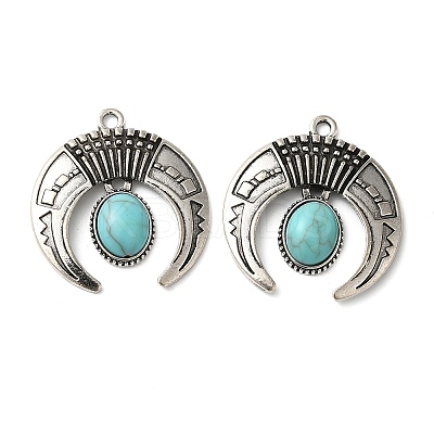 Tibetan Style Alloy Pave Imitation Turquoise Pendants FIND-NH0001-05AS-1