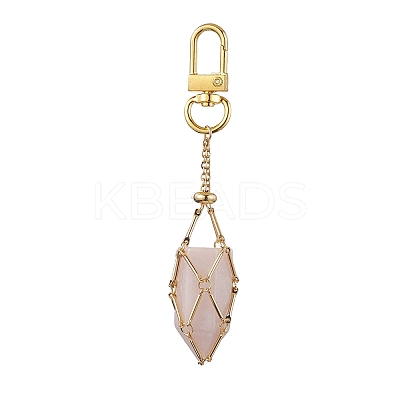 2Pcs 2 Styles Brass Bar Link Chains Pouch Stone Pendant Decorations HJEW-JM02034-01-1
