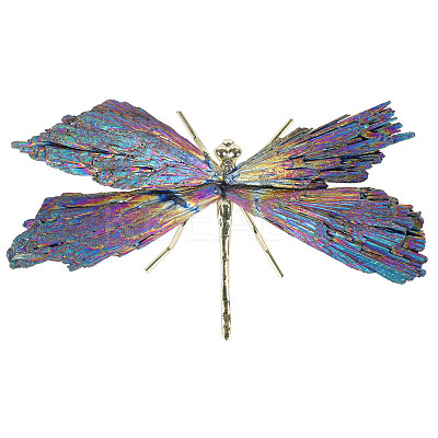Electroplate Natural Tourmaline Insect Dragonfly Figurine PW23052280641-1